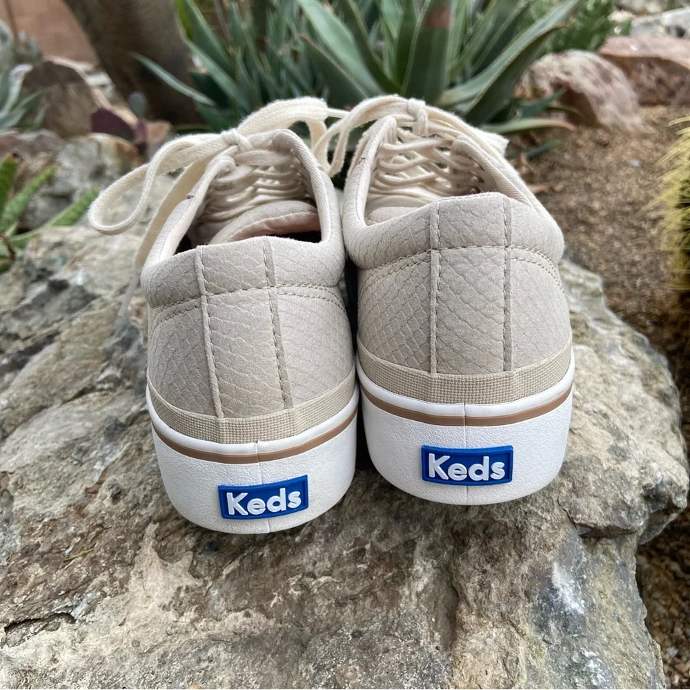 KEDS Tan Lace-Up Sneakers with Snake Print Texture ⭐️Excellent Condition - Picture 9 of 14